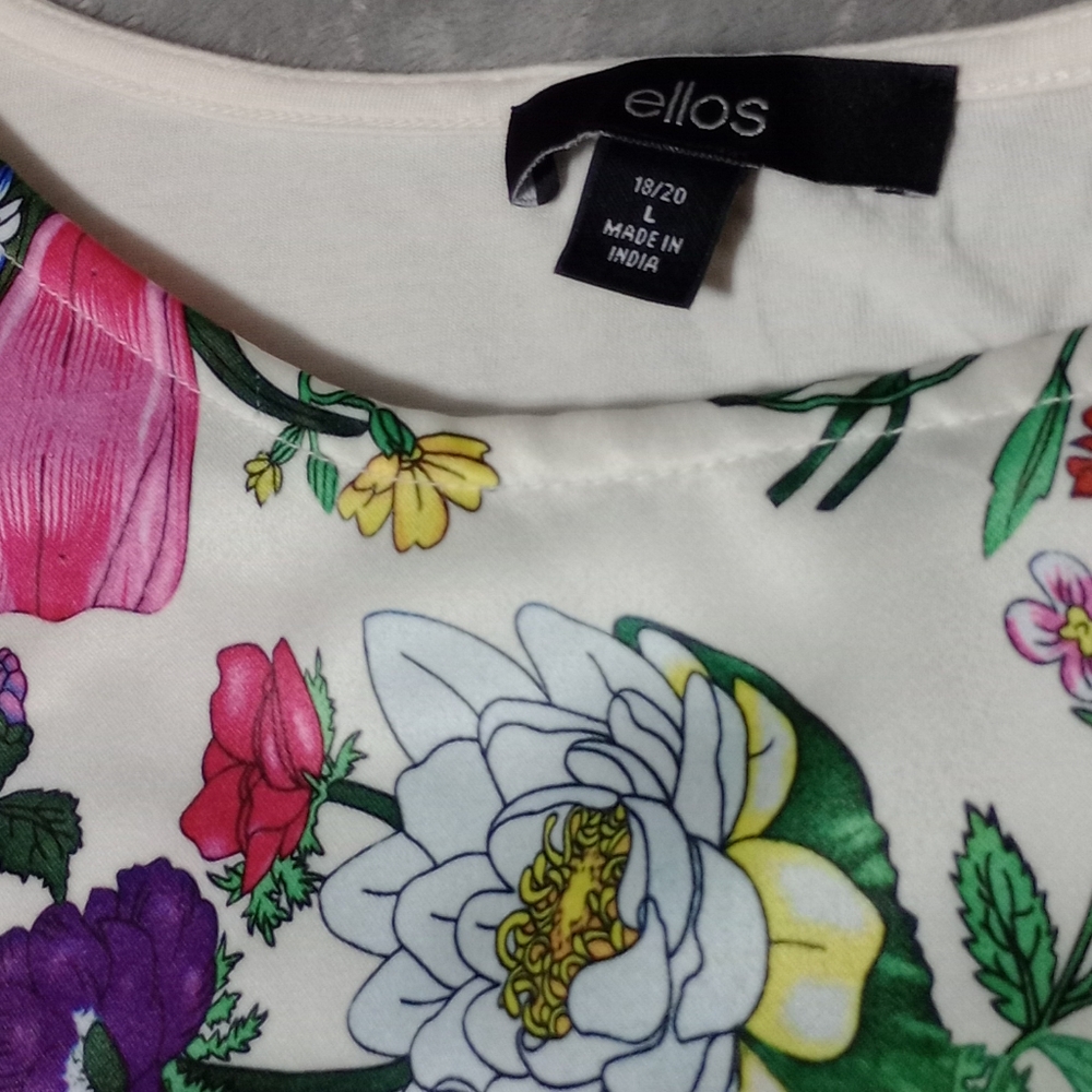 Ellos Multicolor Vintage Floral Women's Blouse size L - Picture 7 of 9